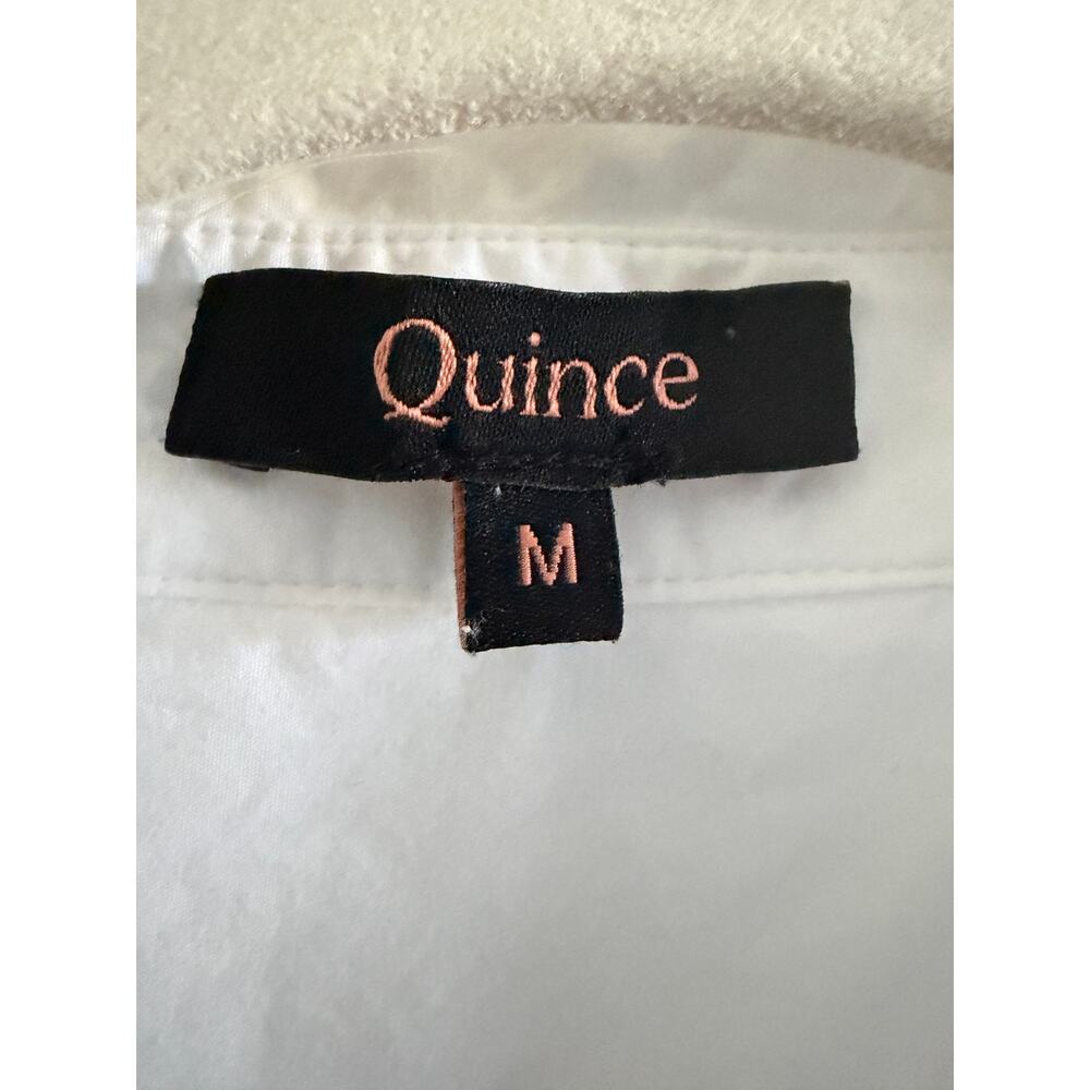 Quince White Organic Cotton Ruffle Shirt Dress Poplin Cottagecore M - Picture 3 of 9